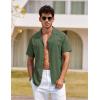 imageCOOFANDY Mens Hawaiian Shirt Short Sleeve Buttoon Down Shirts Casual Tropical Floral Summer Linen ShirtsDark Army Green