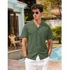 imageCOOFANDY Mens Hawaiian Shirt Short Sleeve Buttoon Down Shirts Casual Tropical Floral Summer Linen ShirtsDark Army Green
