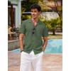 imageCOOFANDY Mens Hawaiian Shirt Short Sleeve Buttoon Down Shirts Casual Tropical Floral Summer Linen ShirtsDark Army Green