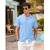 imageCOOFANDY Mens Hawaiian Shirt Short Sleeve Buttoon Down Shirts Casual Tropical Floral Summer Linen ShirtsDark Blue