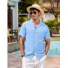 imageCOOFANDY Mens Hawaiian Shirt Short Sleeve Buttoon Down Shirts Casual Tropical Floral Summer Linen ShirtsDark Blue