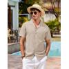 imageCOOFANDY Mens Hawaiian Shirt Short Sleeve Buttoon Down Shirts Casual Tropical Floral Summer Linen ShirtsKhaki