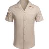 imageCOOFANDY Mens Hawaiian Shirt Short Sleeve Buttoon Down Shirts Casual Tropical Floral Summer Linen ShirtsKhaki