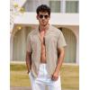imageCOOFANDY Mens Hawaiian Shirt Short Sleeve Buttoon Down Shirts Casual Tropical Floral Summer Linen ShirtsKhaki
