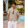 imageCOOFANDY Mens Hawaiian Shirt Short Sleeve Buttoon Down Shirts Casual Tropical Floral Summer Linen ShirtsKhaki