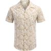 imageCOOFANDY Mens Hawaiian Shirt Short Sleeve Buttoon Down Shirts Casual Tropical Floral Summer Linen ShirtsKhaki Floral