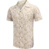 imageCOOFANDY Mens Hawaiian Shirt Short Sleeve Buttoon Down Shirts Casual Tropical Floral Summer Linen ShirtsKhaki Floral