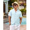 imageCOOFANDY Mens Hawaiian Shirt Short Sleeve Buttoon Down Shirts Casual Tropical Floral Summer Linen ShirtsLight Blue