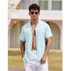 imageCOOFANDY Mens Hawaiian Shirt Short Sleeve Buttoon Down Shirts Casual Tropical Floral Summer Linen ShirtsLight Blue
