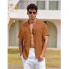 imageCOOFANDY Mens Hawaiian Shirt Short Sleeve Buttoon Down Shirts Casual Tropical Floral Summer Linen ShirtsLight Brown