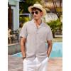 imageCOOFANDY Mens Hawaiian Shirt Short Sleeve Buttoon Down Shirts Casual Tropical Floral Summer Linen ShirtsLight Gray