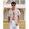 imageCOOFANDY Mens Hawaiian Shirt Short Sleeve Buttoon Down Shirts Casual Tropical Floral Summer Linen ShirtsLight Gray