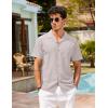 imageCOOFANDY Mens Hawaiian Shirt Short Sleeve Buttoon Down Shirts Casual Tropical Floral Summer Linen ShirtsLight Gray