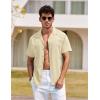 imageCOOFANDY Mens Hawaiian Shirt Short Sleeve Buttoon Down Shirts Casual Tropical Floral Summer Linen ShirtsLight Khaki
