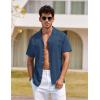 imageCOOFANDY Mens Hawaiian Shirt Short Sleeve Buttoon Down Shirts Casual Tropical Floral Summer Linen ShirtsNavy