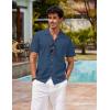 imageCOOFANDY Mens Hawaiian Shirt Short Sleeve Buttoon Down Shirts Casual Tropical Floral Summer Linen ShirtsNavy