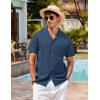 imageCOOFANDY Mens Hawaiian Shirt Short Sleeve Buttoon Down Shirts Casual Tropical Floral Summer Linen ShirtsNavy