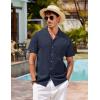 imageCOOFANDY Mens Hawaiian Shirt Short Sleeve Buttoon Down Shirts Casual Tropical Floral Summer Linen ShirtsNavy Blue
