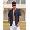imageCOOFANDY Mens Hawaiian Shirt Short Sleeve Buttoon Down Shirts Casual Tropical Floral Summer Linen ShirtsNavy Blue