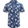 imageCOOFANDY Mens Hawaiian Shirt Short Sleeve Buttoon Down Shirts Casual Tropical Floral Summer Linen ShirtsNavy Leaves