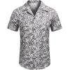 imageCOOFANDY Mens Hawaiian Shirt Short Sleeve Buttoon Down Shirts Casual Tropical Floral Summer Linen ShirtsPalm Leafblackwhite