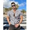 imageCOOFANDY Mens Hawaiian Shirt Short Sleeve Buttoon Down Shirts Casual Tropical Floral Summer Linen ShirtsPalm Leafblackwhite
