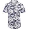imageCOOFANDY Mens Hawaiian Shirt Short Sleeve Buttoon Down Shirts Casual Tropical Floral Summer Linen ShirtsPalm Leafbluewhite