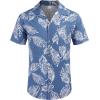 imageCOOFANDY Mens Hawaiian Shirt Short Sleeve Buttoon Down Shirts Casual Tropical Floral Summer Linen ShirtsPalm Leafdenim Blue