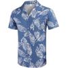 imageCOOFANDY Mens Hawaiian Shirt Short Sleeve Buttoon Down Shirts Casual Tropical Floral Summer Linen ShirtsPalm Leafdenim Blue
