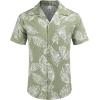imageCOOFANDY Mens Hawaiian Shirt Short Sleeve Buttoon Down Shirts Casual Tropical Floral Summer Linen ShirtsPalm Leafgreen