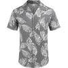 imageCOOFANDY Mens Hawaiian Shirt Short Sleeve Buttoon Down Shirts Casual Tropical Floral Summer Linen ShirtsPalm Leafgrey