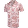 imageCOOFANDY Mens Hawaiian Shirt Short Sleeve Buttoon Down Shirts Casual Tropical Floral Summer Linen ShirtsPalm Leafpink