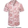 imageCOOFANDY Mens Hawaiian Shirt Short Sleeve Buttoon Down Shirts Casual Tropical Floral Summer Linen ShirtsPalm Leafpink
