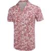 imageCOOFANDY Mens Hawaiian Shirt Short Sleeve Buttoon Down Shirts Casual Tropical Floral Summer Linen ShirtsPalm Leafred