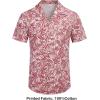 imageCOOFANDY Mens Hawaiian Shirt Short Sleeve Buttoon Down Shirts Casual Tropical Floral Summer Linen ShirtsPalm Leafred