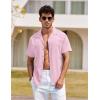imageCOOFANDY Mens Hawaiian Shirt Short Sleeve Buttoon Down Shirts Casual Tropical Floral Summer Linen ShirtsPink