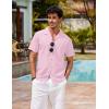 imageCOOFANDY Mens Hawaiian Shirt Short Sleeve Buttoon Down Shirts Casual Tropical Floral Summer Linen ShirtsPink