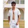 imageCOOFANDY Mens Hawaiian Shirt Short Sleeve Buttoon Down Shirts Casual Tropical Floral Summer Linen ShirtsWhite