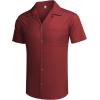 imageCOOFANDY Mens Hawaiian Shirt Short Sleeve Buttoon Down Shirts Casual Tropical Floral Summer Linen ShirtsWine Red