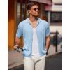 imageCOOFANDY Mens Knit Polo Shirts Button Down Short Sleeve Shirt Summer Casual Beach Vacation TopsLight Blue