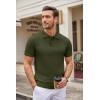 imageCOOFANDY Mens Knit Polo Shirts Casual Short Sleeve Button Down Polo Shirt Classic Golf ShirtsArmy Green