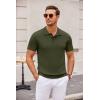 imageCOOFANDY Mens Knit Polo Shirts Casual Short Sleeve Button Down Polo Shirt Classic Golf ShirtsArmy Green