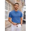 imageCOOFANDY Mens Knit Polo Shirts Casual Short Sleeve Button Down Polo Shirt Classic Golf ShirtsBlue