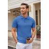 imageCOOFANDY Mens Knit Polo Shirts Casual Short Sleeve Button Down Polo Shirt Classic Golf ShirtsBlue