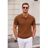 imageCOOFANDY Mens Knit Polo Shirts Casual Short Sleeve Button Down Polo Shirt Classic Golf ShirtsCaramel