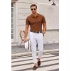 imageCOOFANDY Mens Knit Polo Shirts Casual Short Sleeve Button Down Polo Shirt Classic Golf ShirtsCaramel