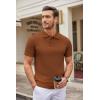 imageCOOFANDY Mens Knit Polo Shirts Casual Short Sleeve Button Down Polo Shirt Classic Golf ShirtsCaramel