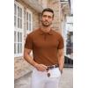 imageCOOFANDY Mens Knit Polo Shirts Casual Short Sleeve Button Down Polo Shirt Classic Golf ShirtsCaramel