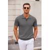 imageCOOFANDY Mens Knit Polo Shirts Casual Short Sleeve Button Down Polo Shirt Classic Golf ShirtsDark Grey