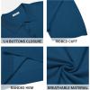 imageCOOFANDY Mens Knit Polo Shirts Casual Short Sleeve Button Down Polo Shirt Classic Golf ShirtsDenim Blue